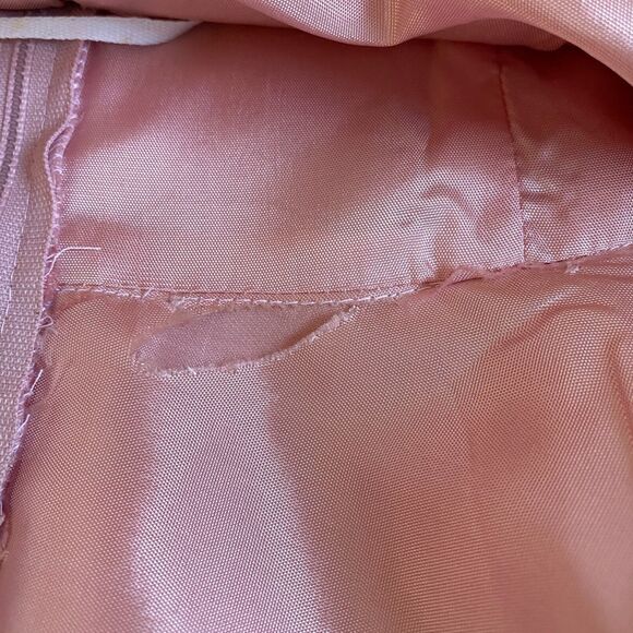 Dave and Johnny Cocktail Mini Dress L Tuxedo Pink Satin Rhinestones Burlesque - Picture 12 of 15